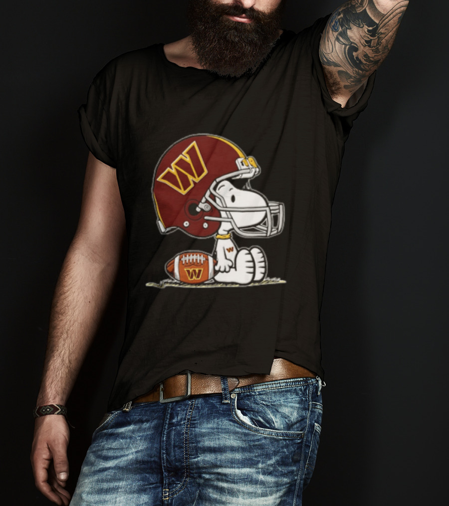 Snoopy Washington Commanders Football Helmet Cartoon Dog T-Shirt