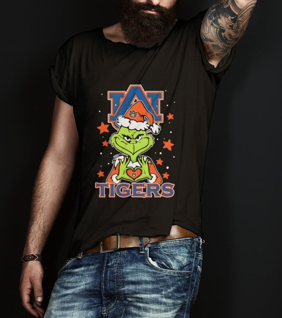 Grinch Auburn Tigers Christmas NCAA Holiday Spirit T-Shirt