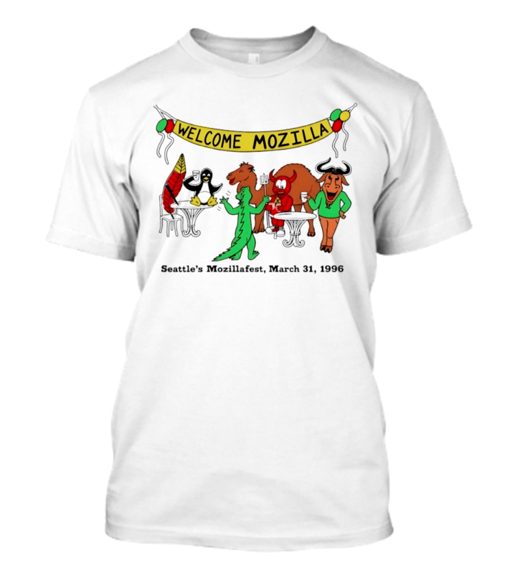 Welcome Mozilla Seattle Mozillafest March 31 1996 Celebration T-Shirt