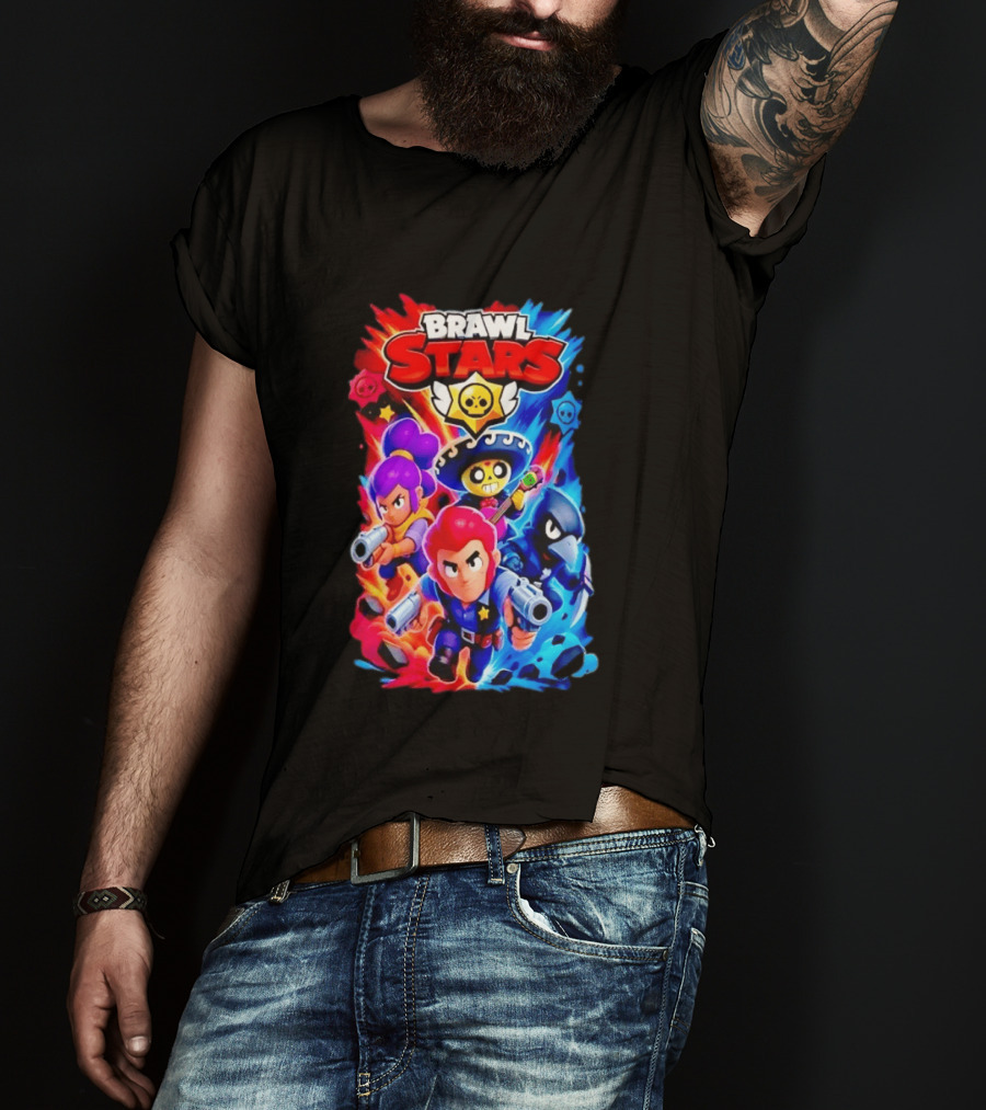 Brawl Stars Characters Action Group Gaming Showdown T-Shirt