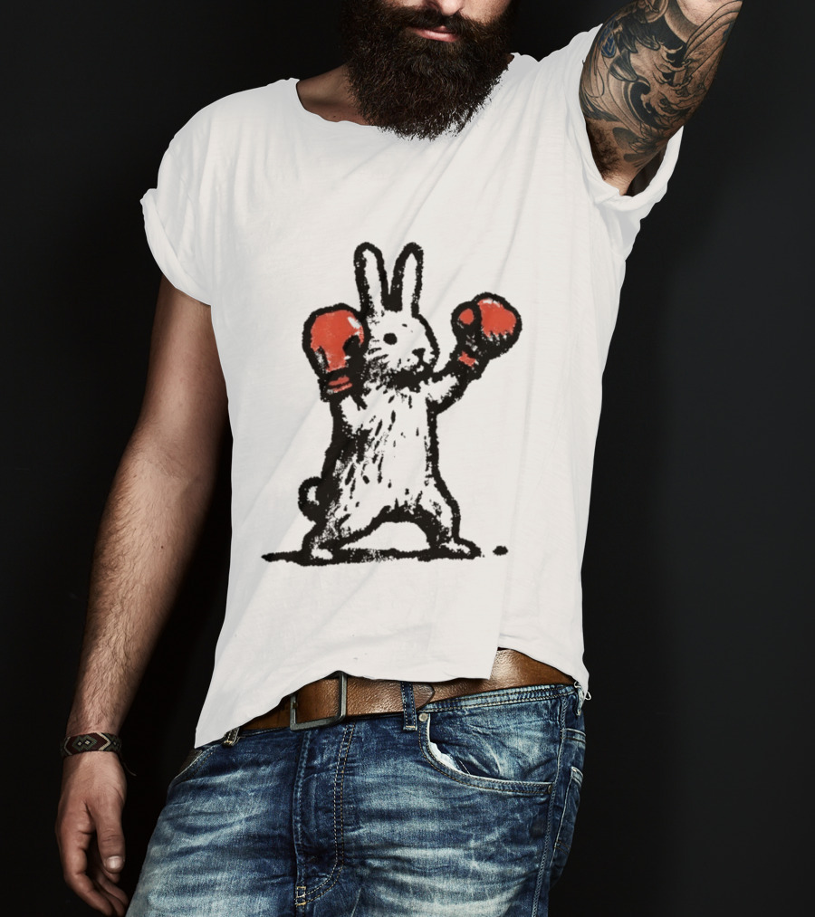 Boxing Rabbit Fighter Animal Sports Distressed T-Shirt