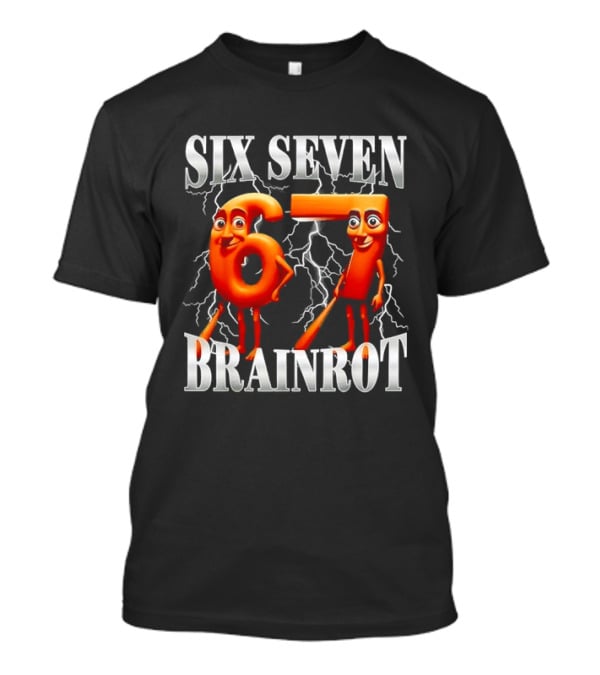 SIX SEVEN 67 BRAINROT Internet Meme Lightning T-Shirt