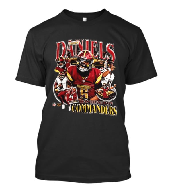Jayden Daniels Washington Commanders Football Player 5 Action Collage T-Shirt