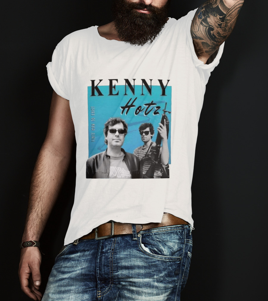 Kenny Hotz First Man To Exist Black And White Sunglasses Gun Image T-Shirt