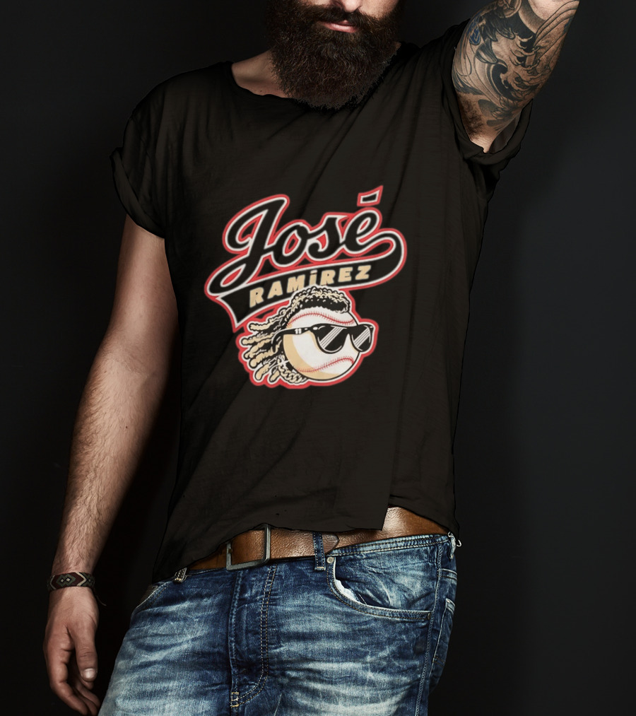 José Ramírez Cleveland Guardians Baseball Player Cool Baseball Icon With Sunglasses T-Shirt
