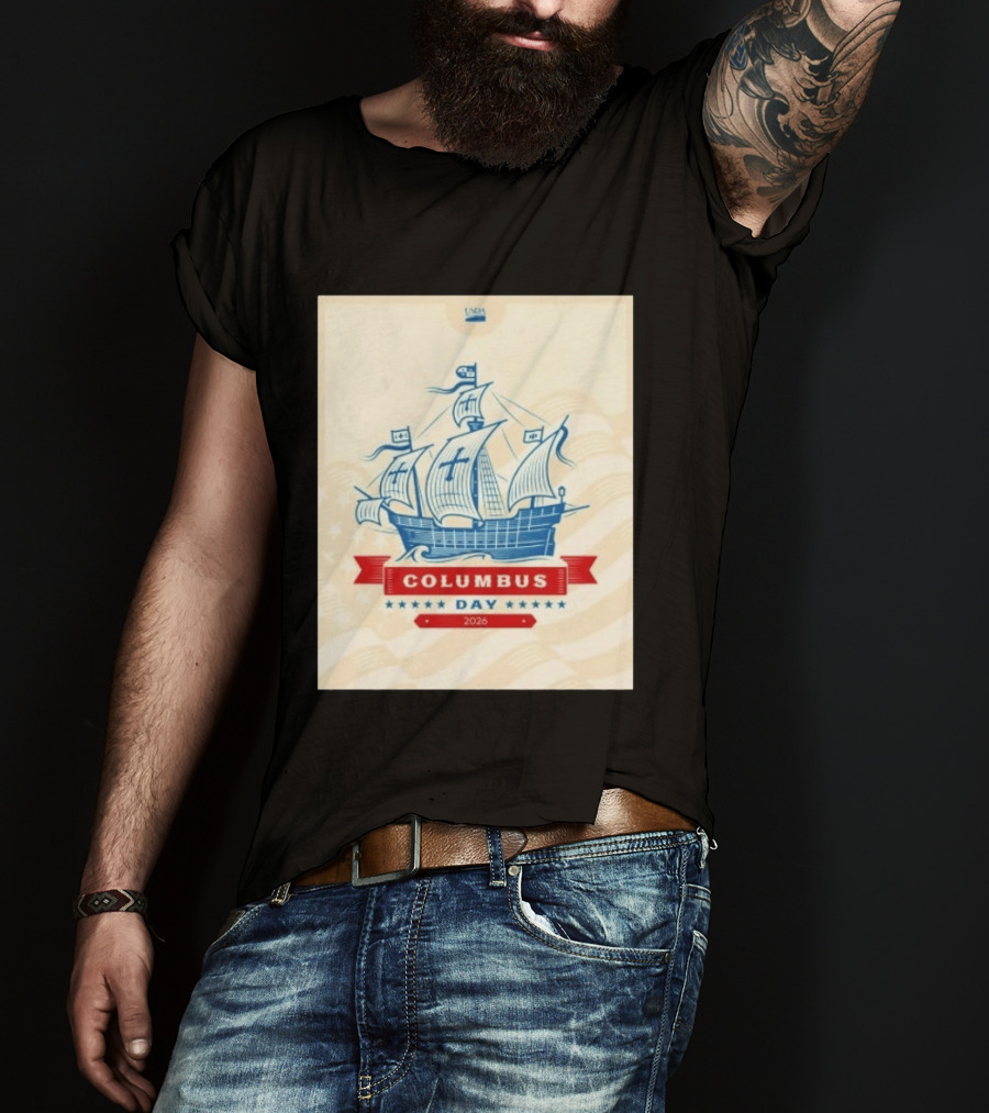 USDA Columbus Day 2026 Ship Celebration Stars And Stripes T-Shirt