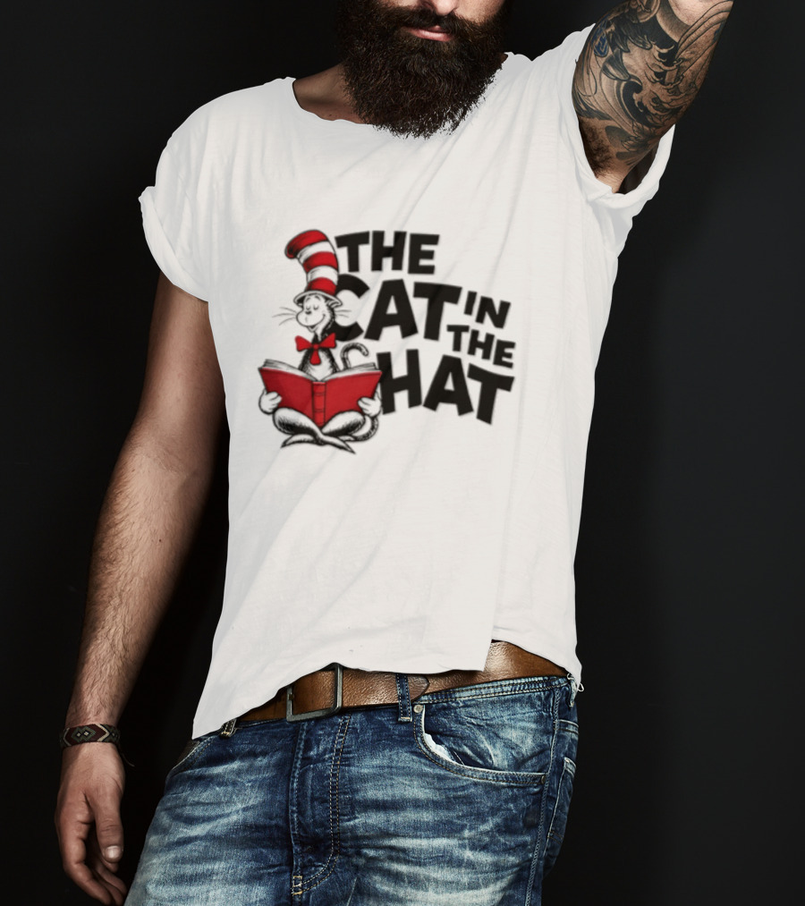 Dr Seuss The Cat In The Hat Reading Book T-Shirt