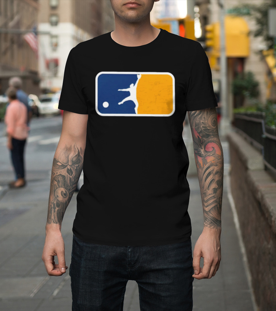 Milwaukee Brewers Baseball Leaping Catch Icon Luis Lara T-Shirt