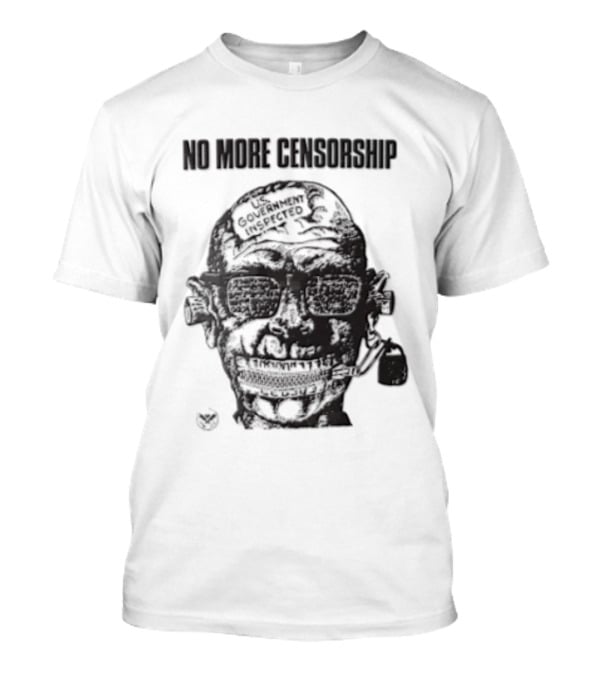 No More Censorship Man Head Zipper Mouth Padlock Glasses T-Shirt