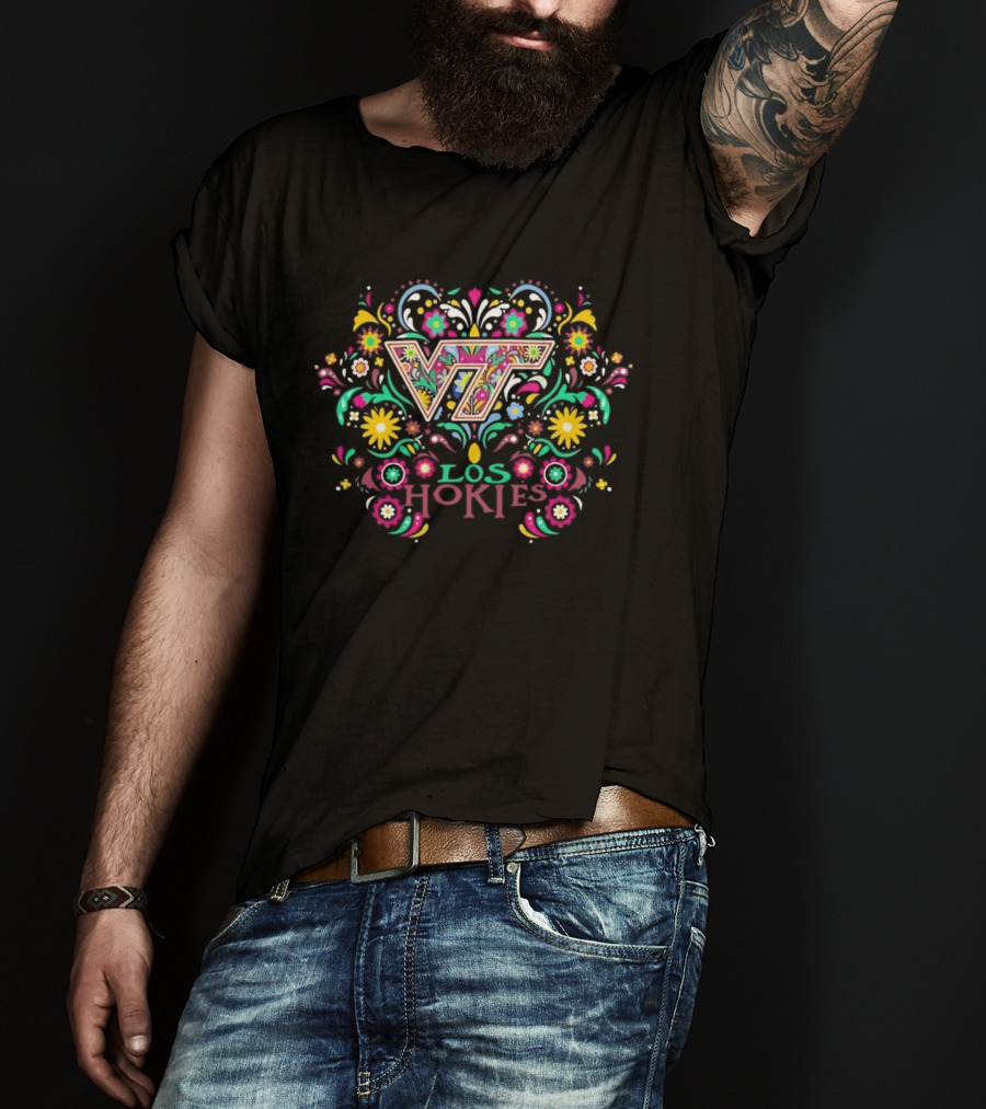 VT Los Hokies Dia De Los Muertos Floral NCAA 2026 T-Shirt