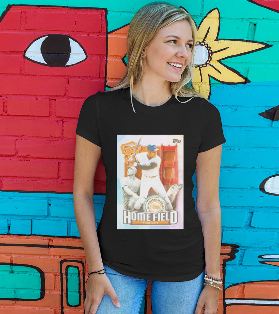 San Francisco Giants Willie Mays Topps Home Field Fisherman's Wharf Golden Gate Bridge T-Shirt