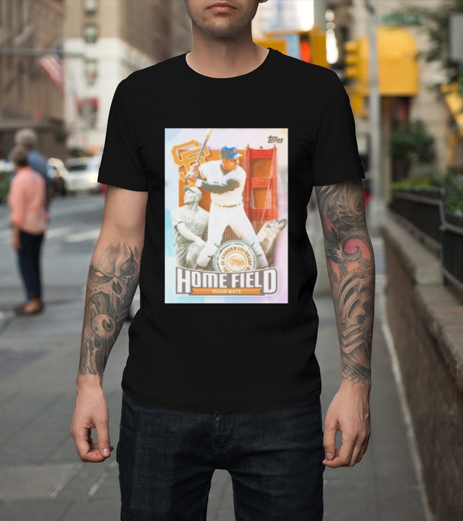San Francisco Giants Willie Mays Topps Home Field Fisherman's Wharf Golden Gate Bridge T-Shirt
