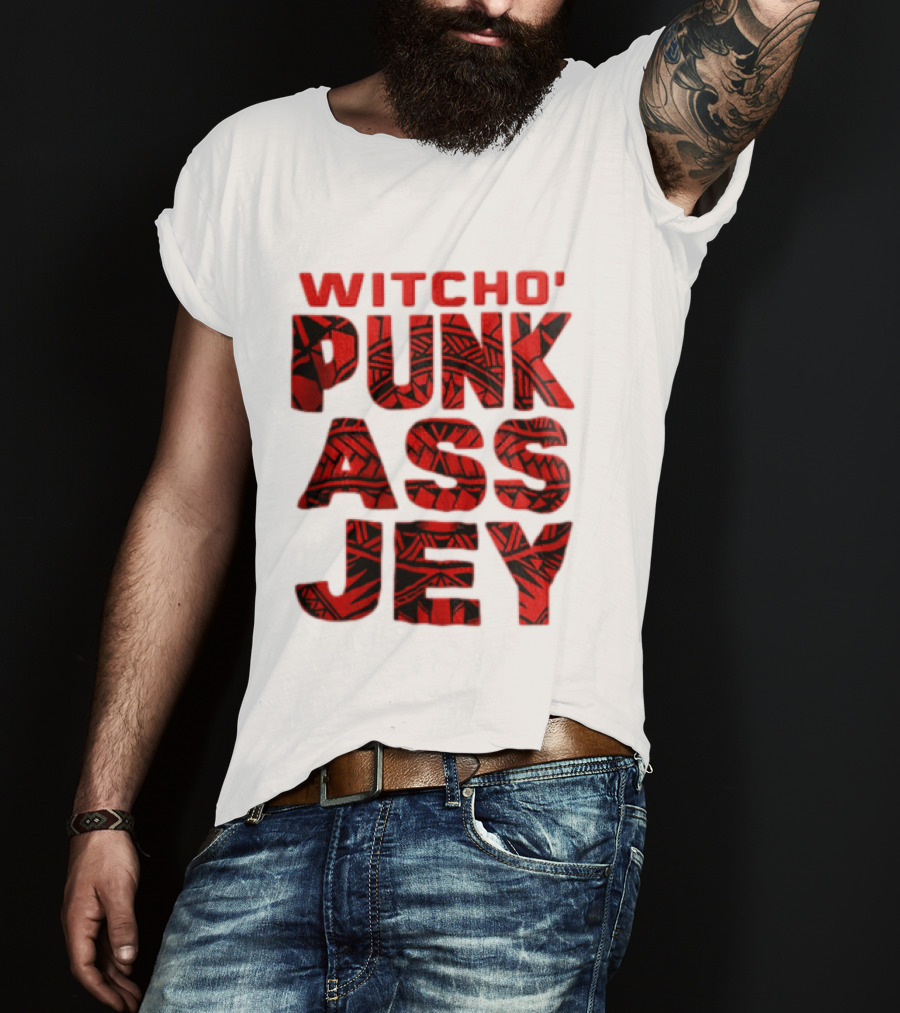 Witcho Punk ASS JEY Red And Black Tribal Patterned Block T-Shirt