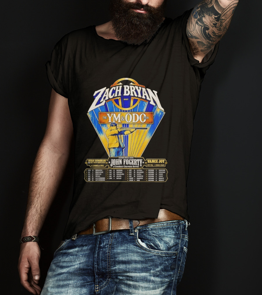 Zach Bryan 2027 The YM And ODC Tour Featuring John Fogerty Ryan Bingham Vance Joy T-Shirt