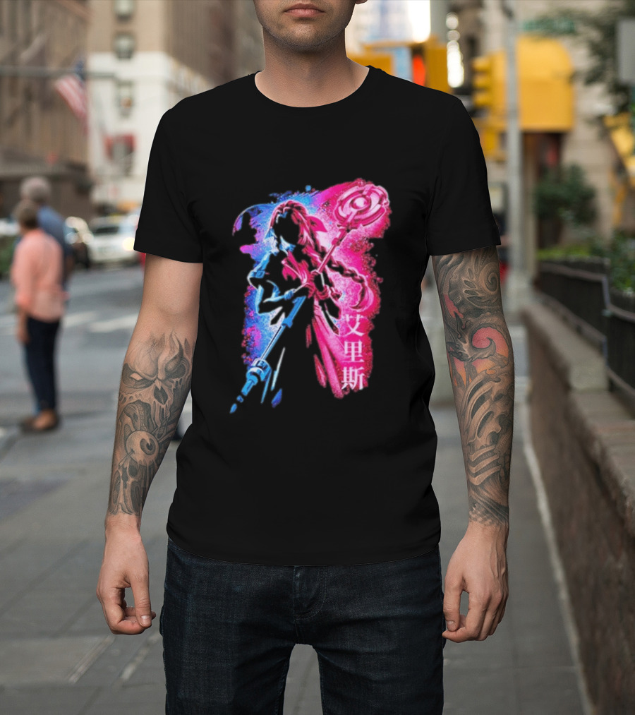 Aerith Gainsborough Final Fantasy VII Pink And Blue Japanese T-Shirt
