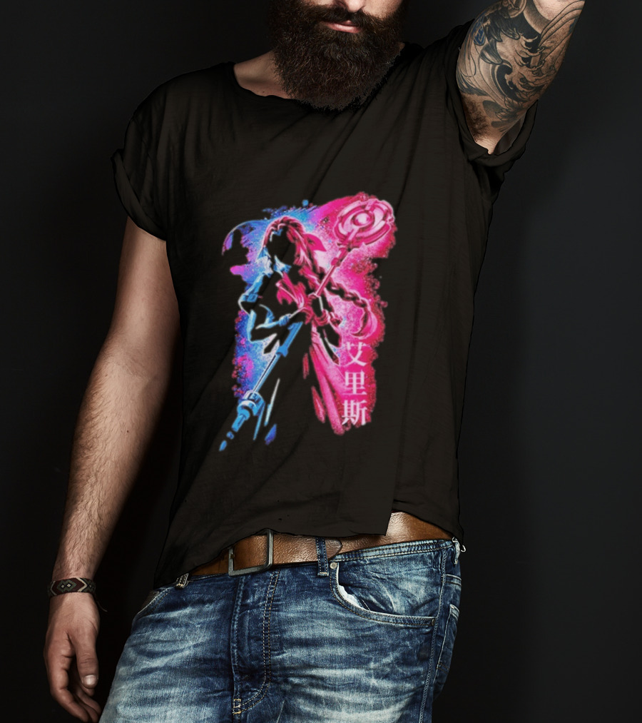 Aerith Gainsborough Final Fantasy VII Pink And Blue Japanese T-Shirt
