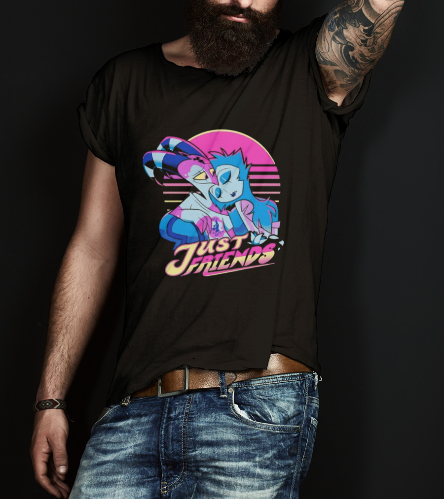 Just Friends Blitzø Stolas Helluva Boss Neon Sunset T-Shirt
