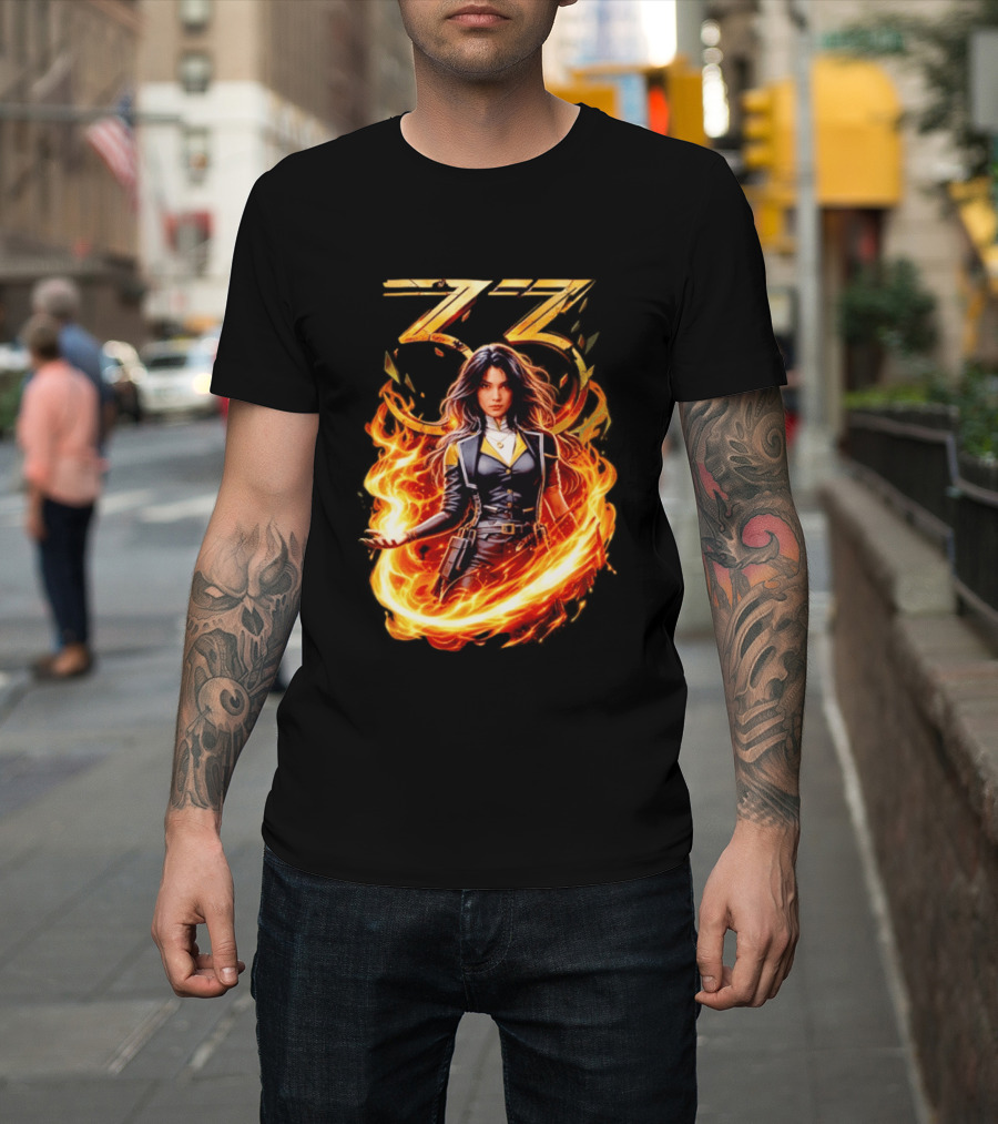 33 Fire Sorceress Fantasy Flames T-Shirt