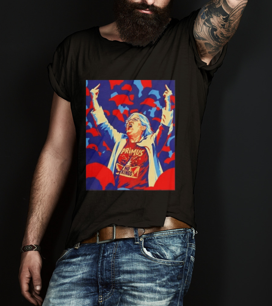 Primus No Kings Les Claypool Protest Art Blue Red T-Shirt