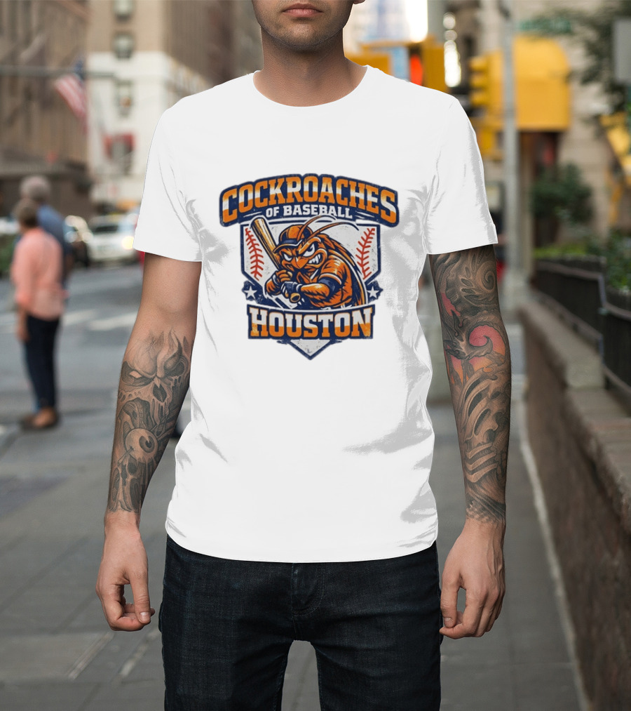 Cockroaches Of Baseball Houston Batting Mascot Baseball T-Shirt