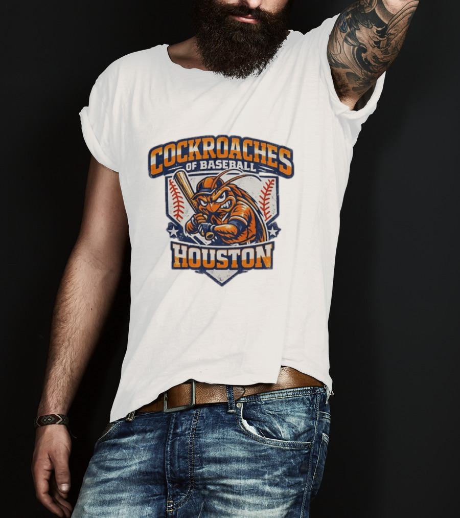 Cockroaches Of Baseball Houston Batting Mascot Baseball T-Shirt