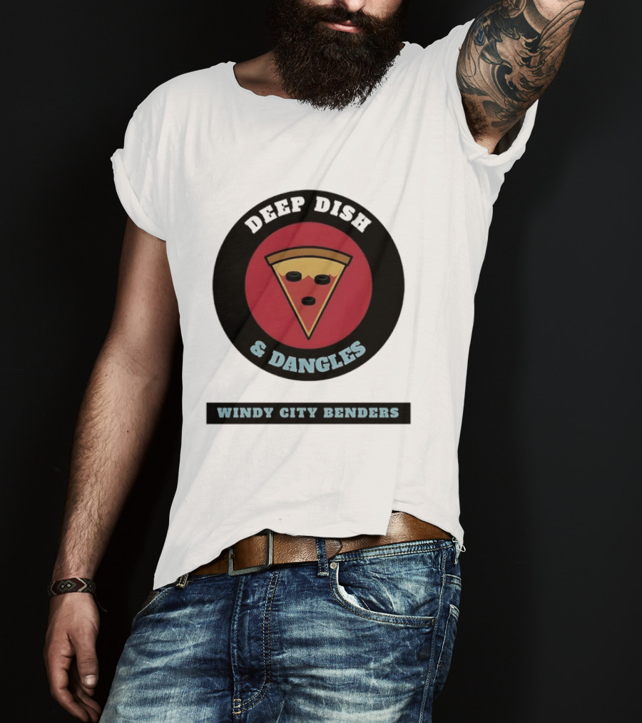 Deep Dish & Dangles Windy City Benders Hockey Pizza Slice T-Shirt