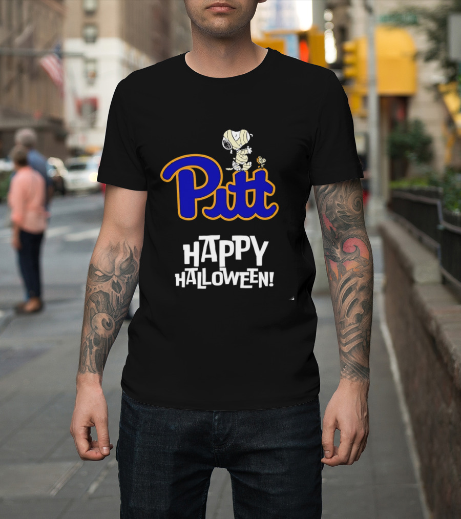 Pitt Panthers Snoopy Woodstock Mummy Happy Halloween T-Shirt