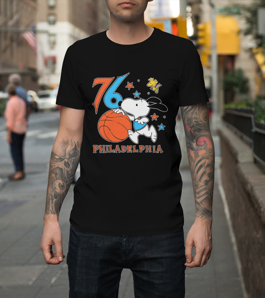 76 Philadelphia Snoopy Basketball Peanuts T-Shirt