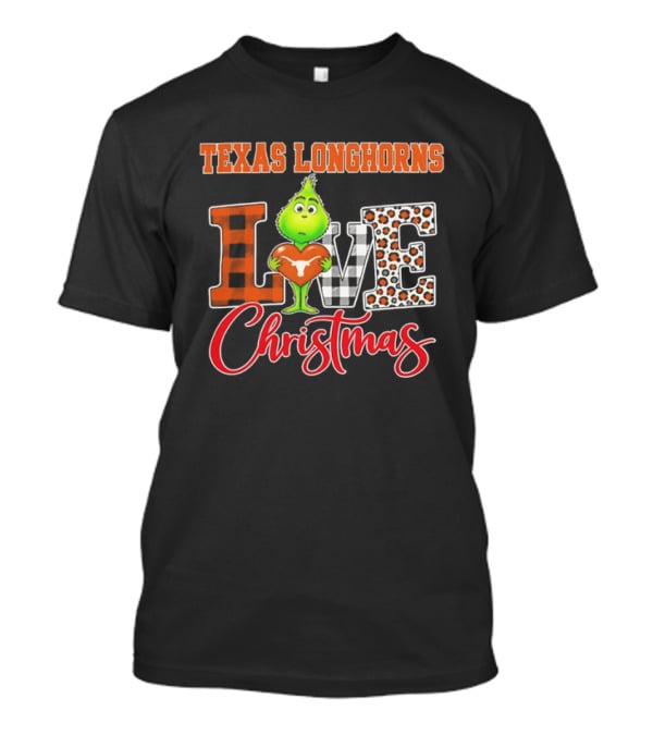 Texas Longhorns Grinch Love Christmas Football Fan Gear T-Shirt