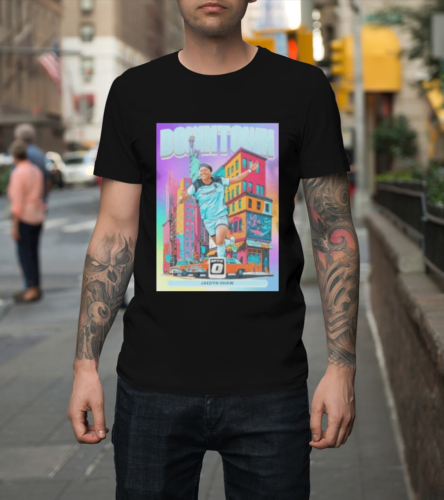 Downtown Jaedyn Shaw Optic Donruss Card Gotham FC Cityscape T-Shirt