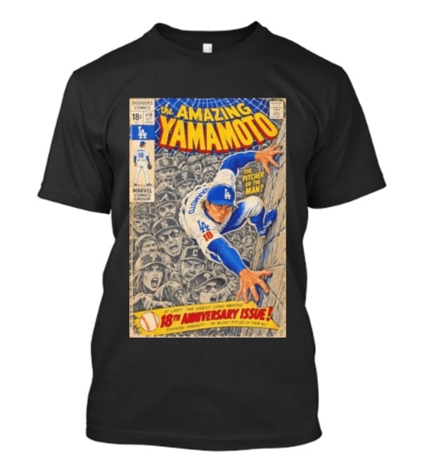 The Amazing Yamamoto Dodgers Comics 18th Anniversary Pitcher Issue T-Shirt