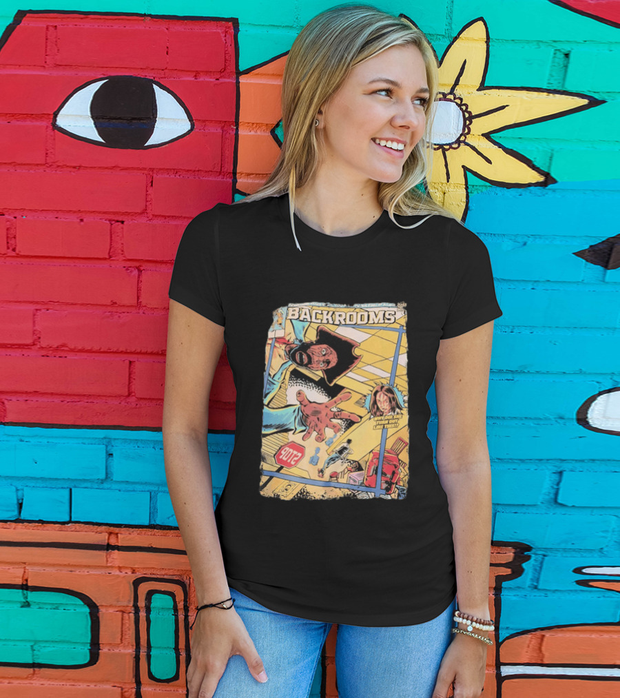Backrooms Don't Lose Your 9 To 5 Distressed Comic Vintage Graphic Retro Horror T-Shirt