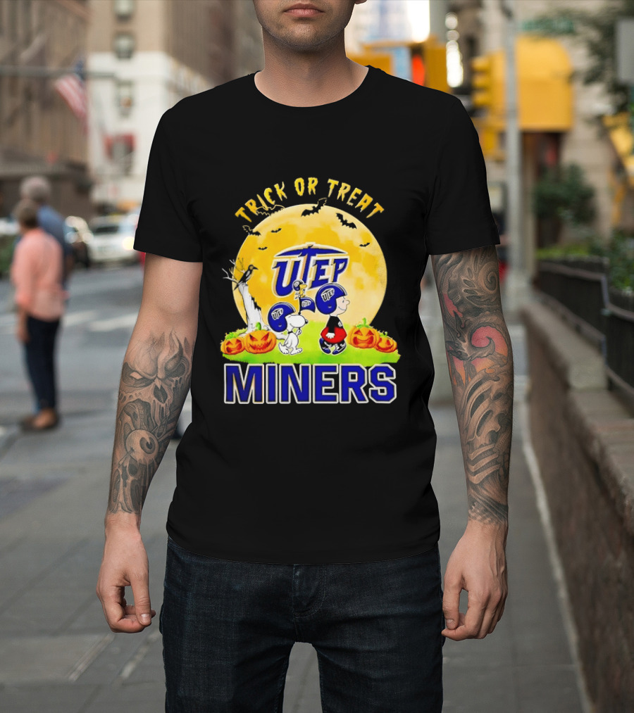 UTEP Miners Trick Or Treat Halloween With Charlie Brown And Snoopy T-Shirt