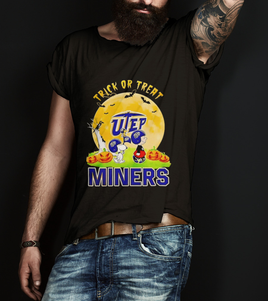 UTEP Miners Trick Or Treat Halloween With Charlie Brown And Snoopy T-Shirt