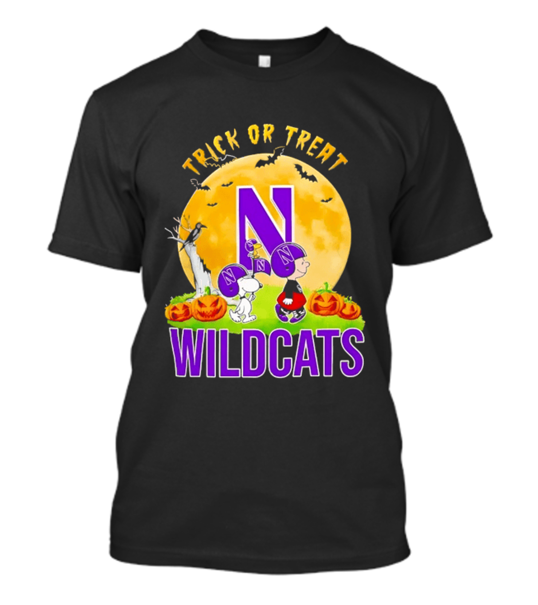 Trick Or Treat Northwestern Wildcats Charlie Brown Snoopy Halloween T-Shirt
