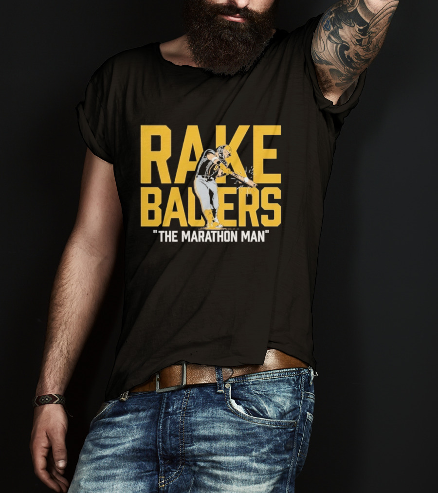 Rake Ballers Marathon Man Baseball Hitter T-Shirt