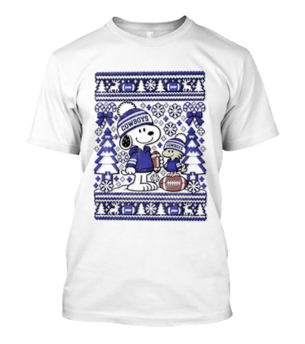 Dallas Cowboys Snoopy Woodstock Christmas Football Peanuts Holiday Sweater T-Shirt