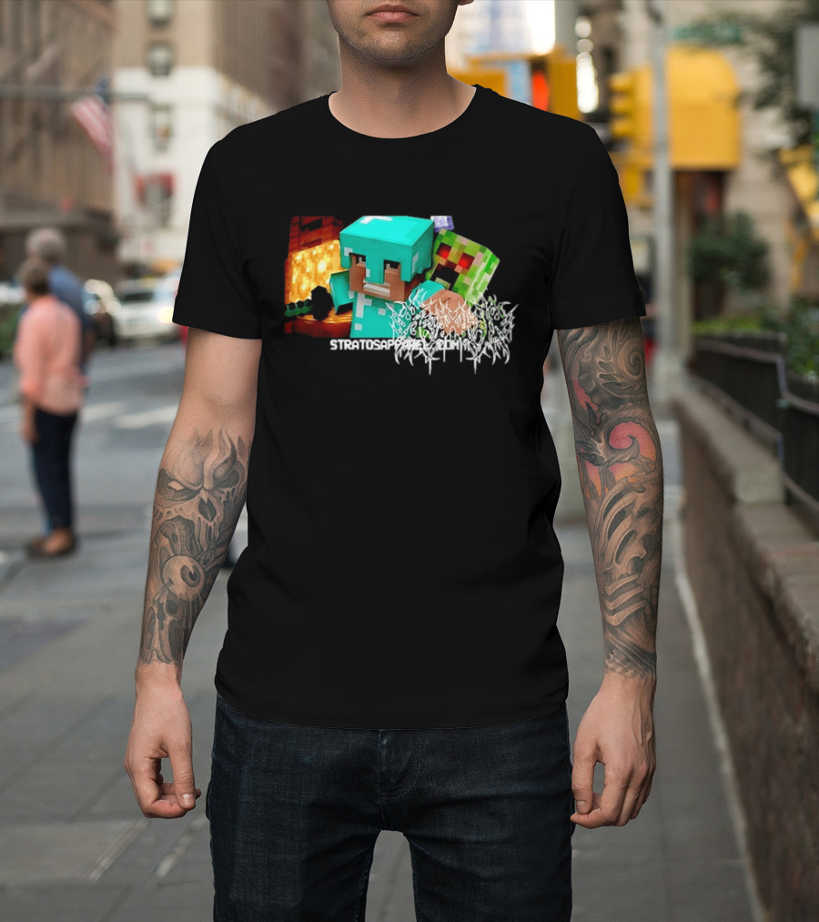 Steve Creeper Stratosapien Death Metal Gaming Battle Scene T-Shirt