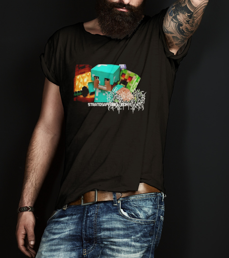 Steve Creeper Stratosapien Death Metal Gaming Battle Scene T-Shirt
