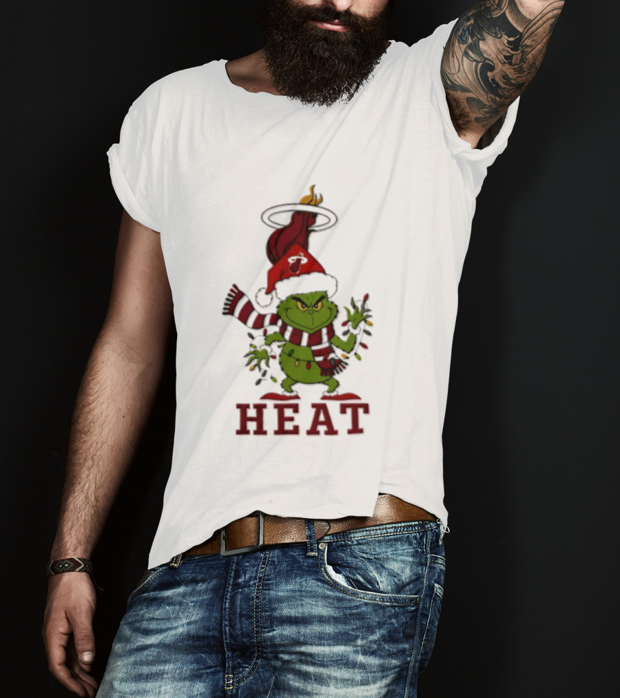 Grinch Miami Heat Christmas Lights 2026 T-Shirt