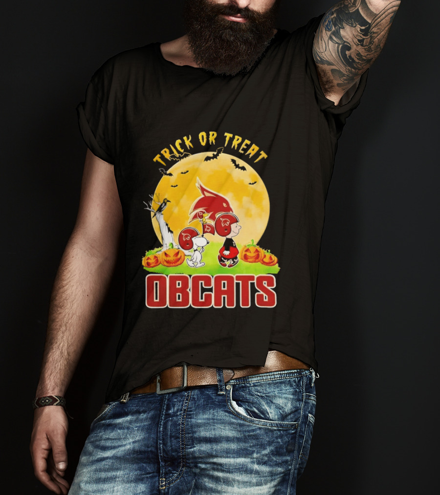 Texas State Bobcats Trick Or Treat Halloween Charlie Brown Snoopy T-Shirt