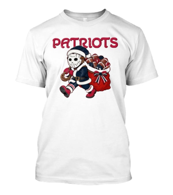 Patriots Christmas Football Horror Red Navy Holiday Mask T-Shirt