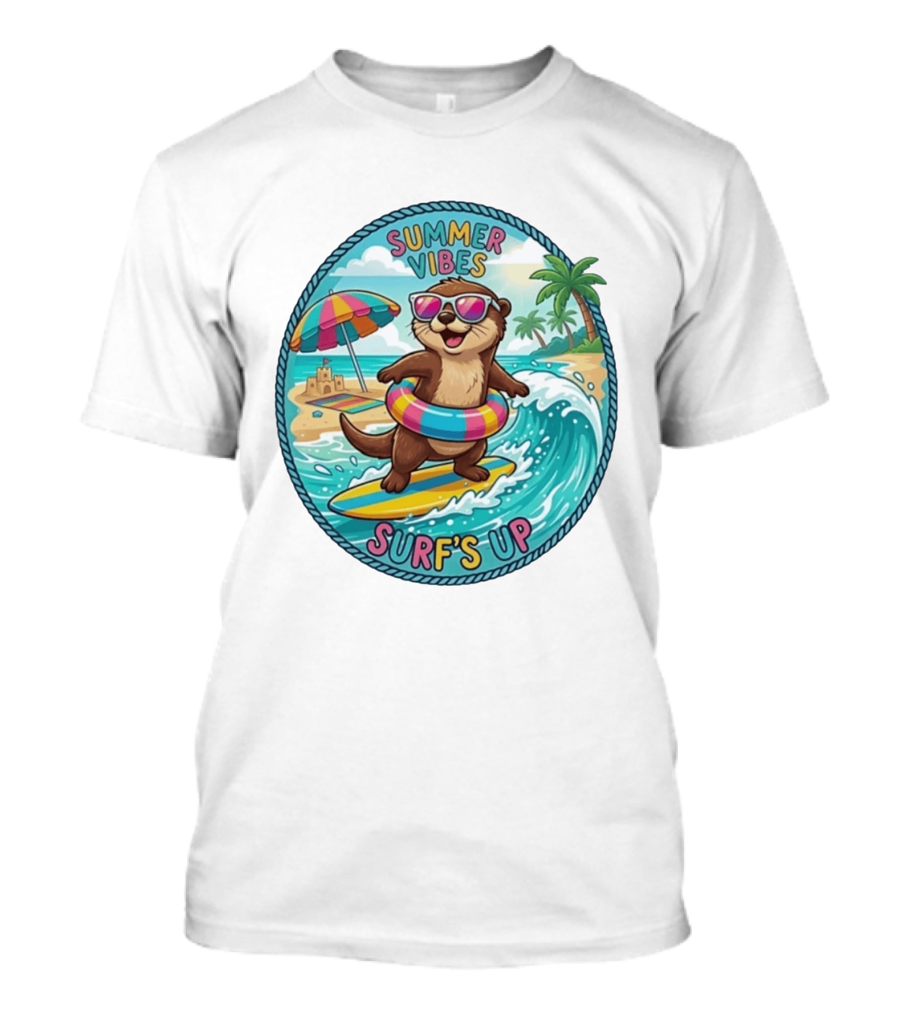 Summer Vibes Surf's Up Otter Beach Adventure T-Shirt