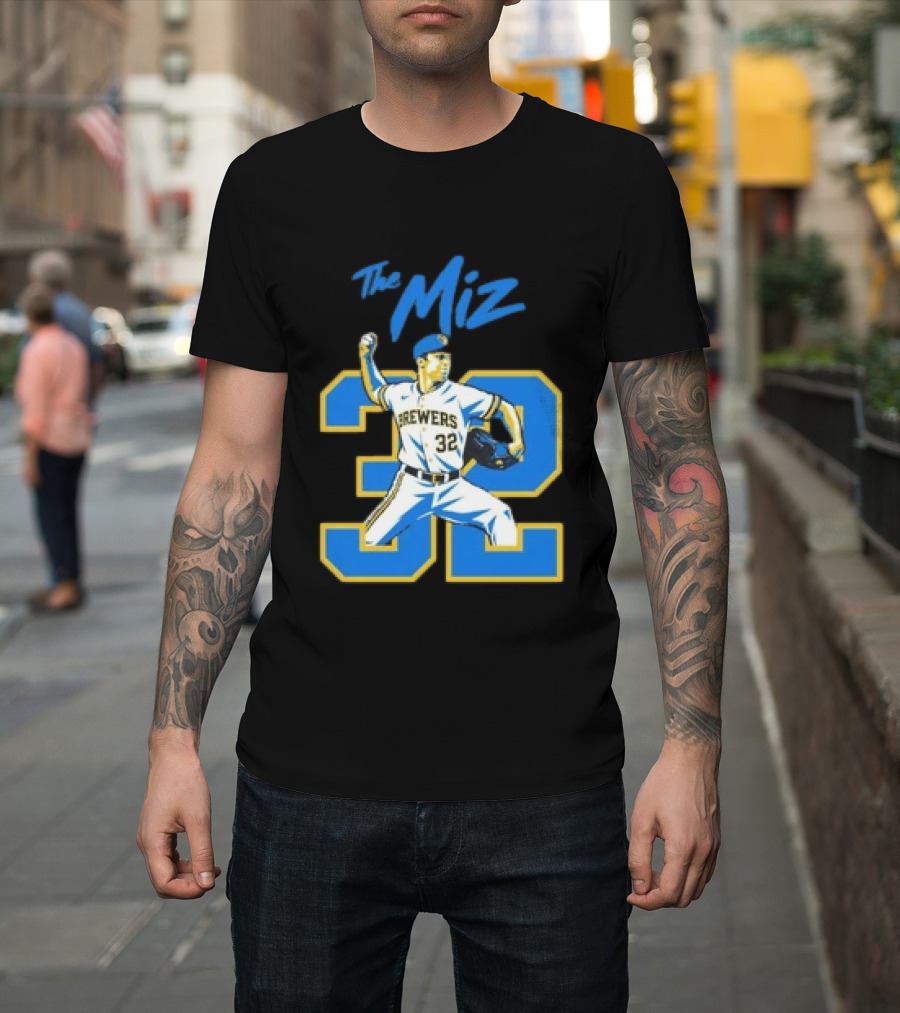 The Miz Milwaukee Brewers 32 MLB Baseball Player Pitching T-Shirt