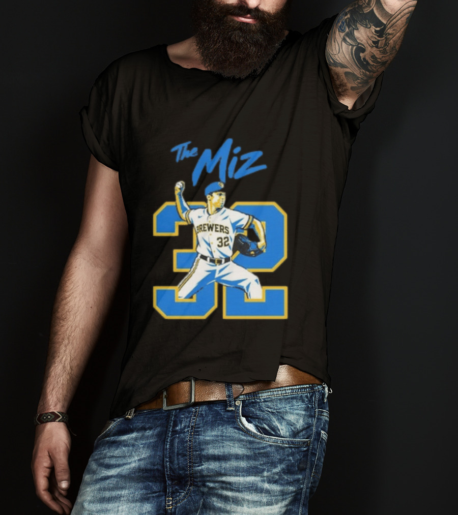 The Miz Milwaukee Brewers 32 MLB Baseball Player Pitching T-Shirt