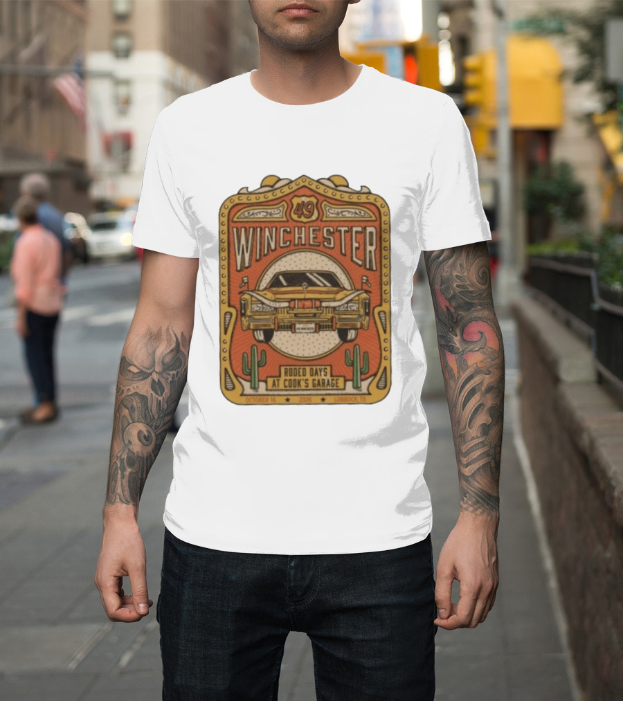 49 Winchester Rodeo Days At Cook's Garage Lubbock TX October 16 2026 Classic Car And Cactus T-Shirt