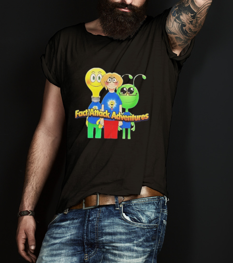 Fact Attack Adventures Cartoon Characters T-Shirt