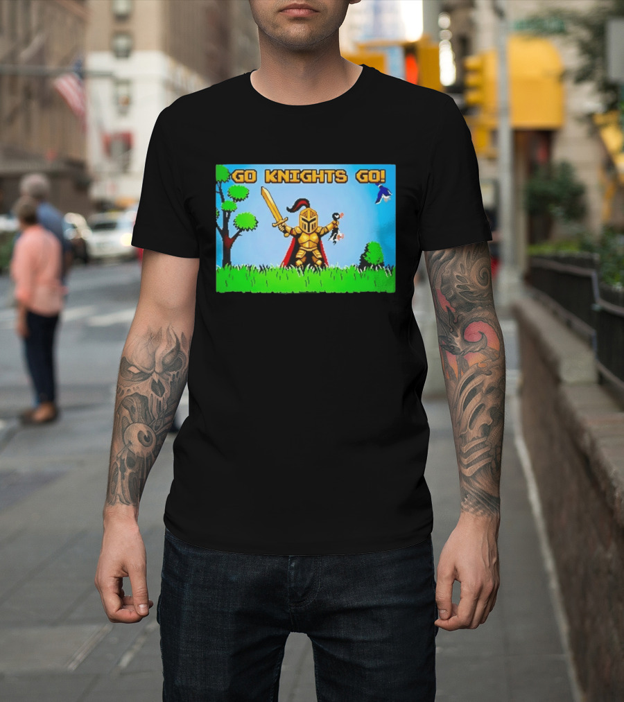 Go Knights Go Pixel Knight 8 Bit Gaming T-Shirt