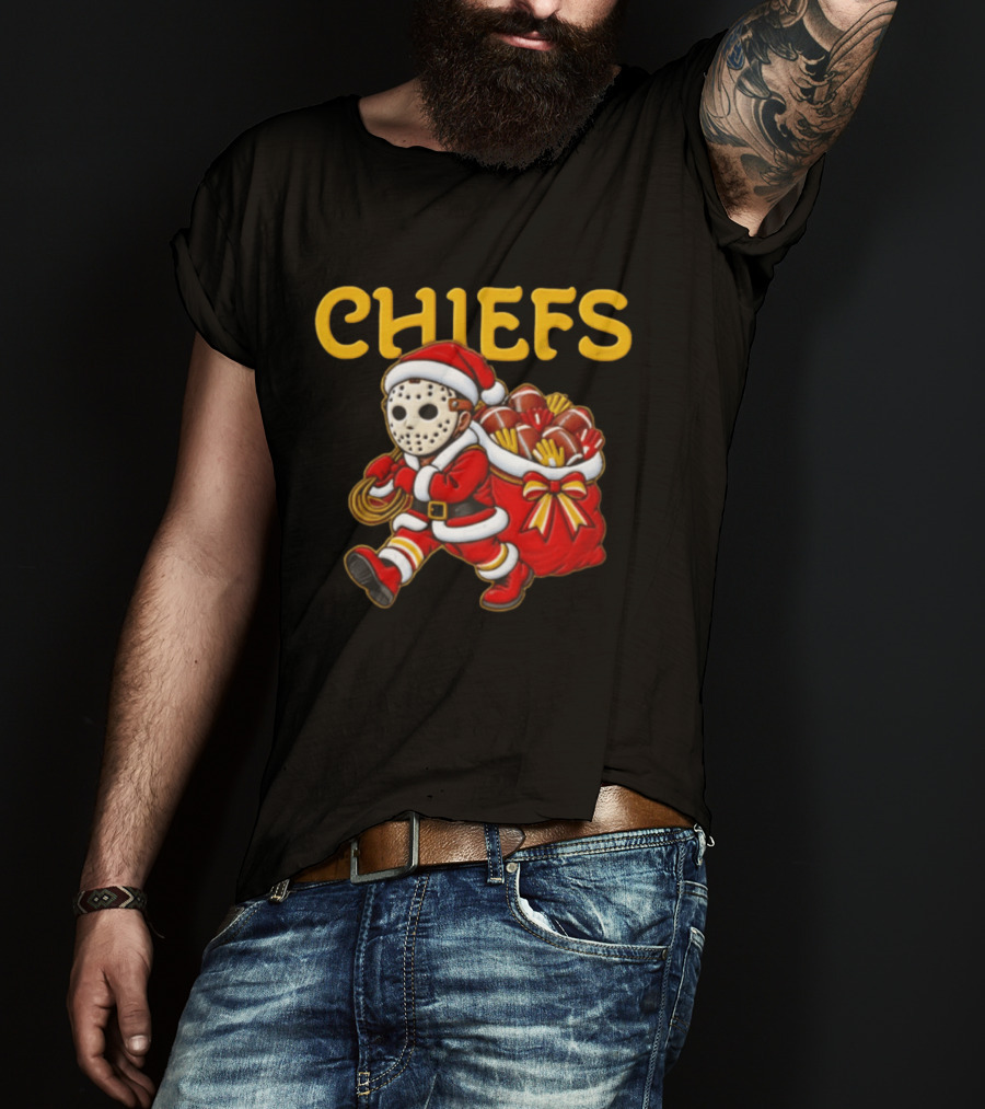 Kansas City Football Christmas Horror Masked Santa Copy T-Shirt