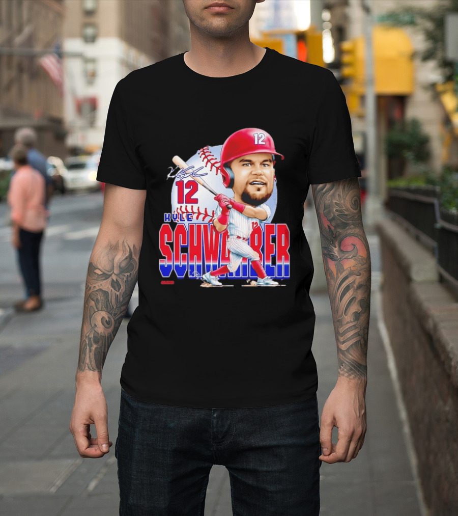 Kyle Schwarber 12 Philadelphia Phillies Caricature T-Shirt